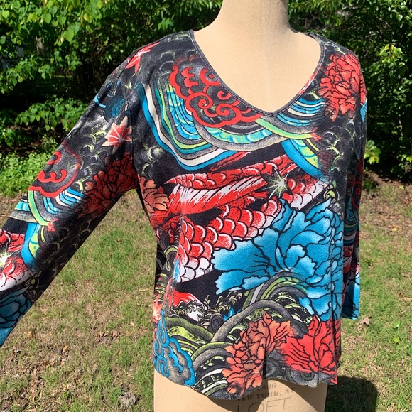 Chico's Tops - Vintage Tattoo Design V-Neck Tee